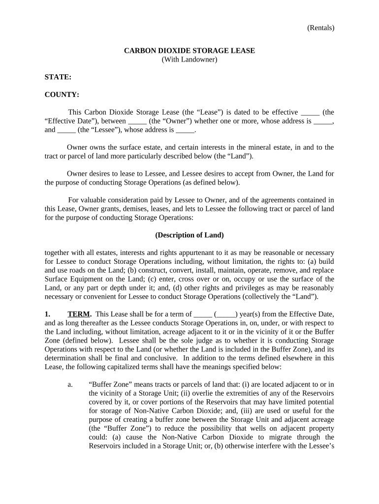 Carbon Dioxide Storage Lease (with Landowner) Fill out & sign online