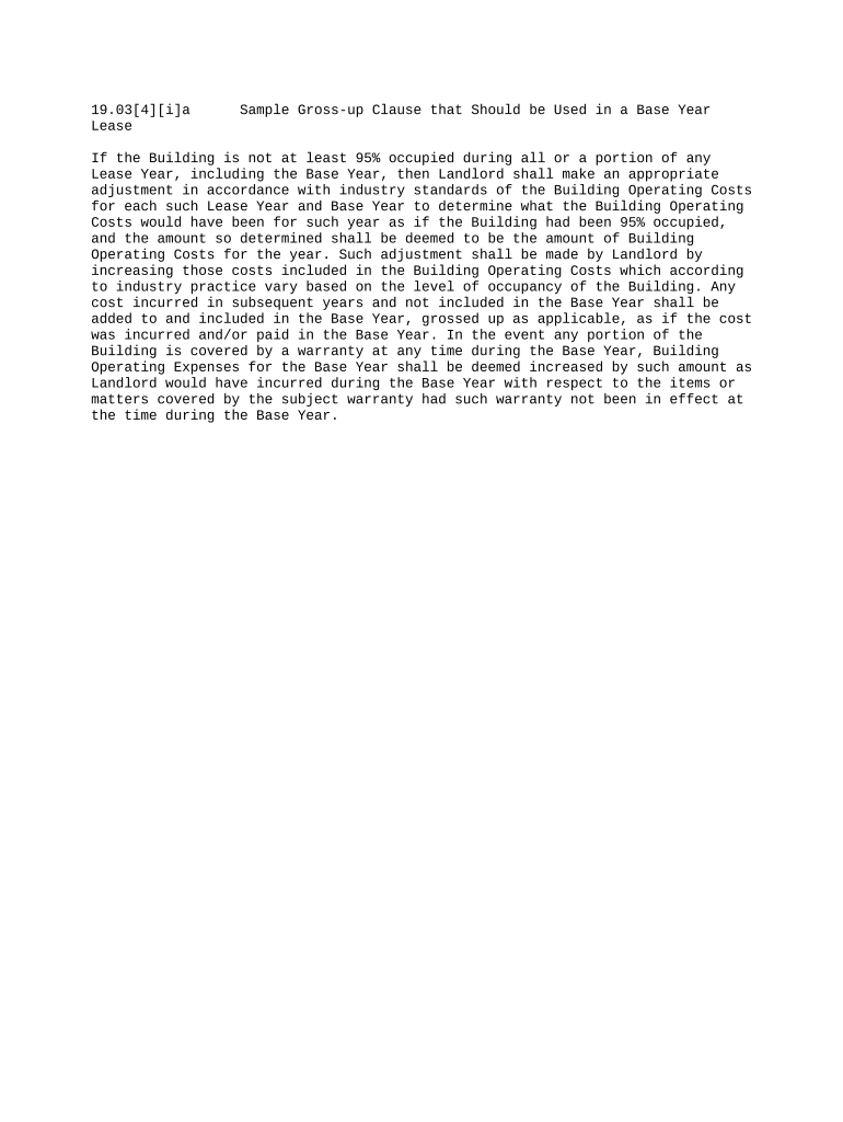 Gross up Clause that Should be Used in a Base Year Lease Fill out