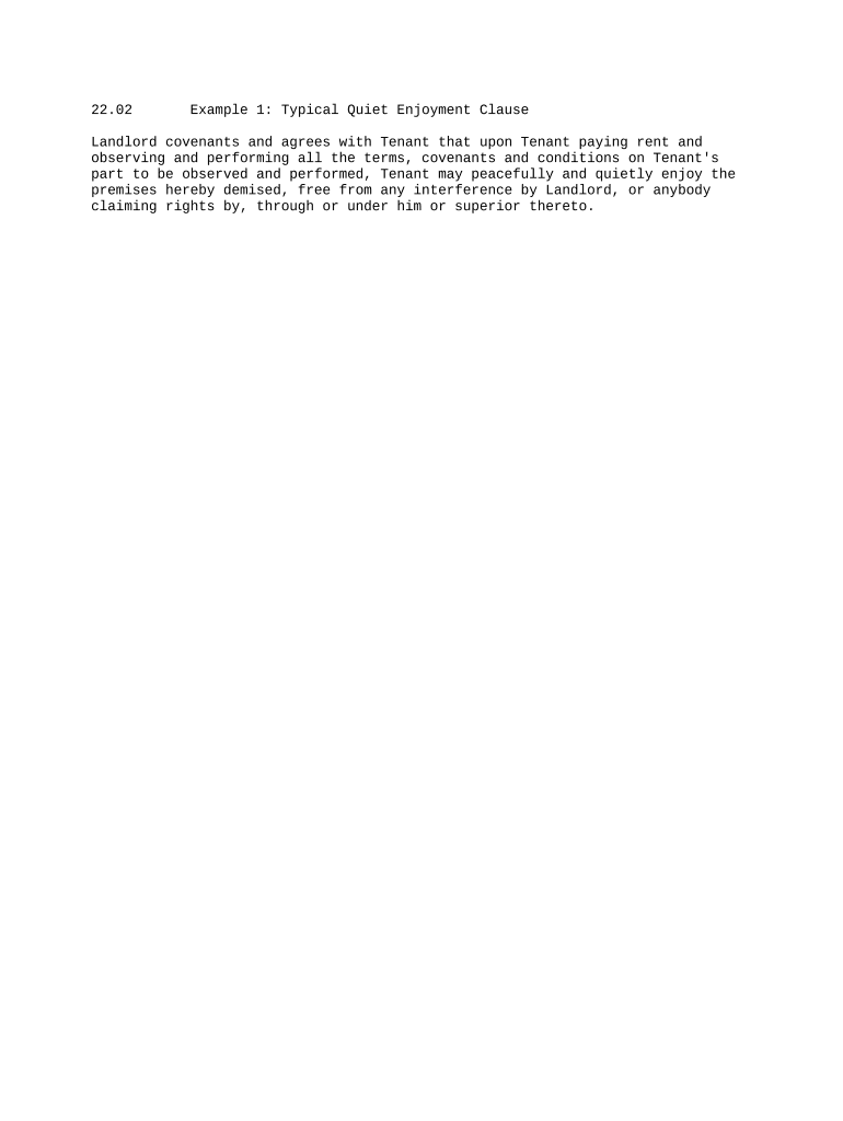 Quiet Enjoyment Clause Fill out & sign online DocHub