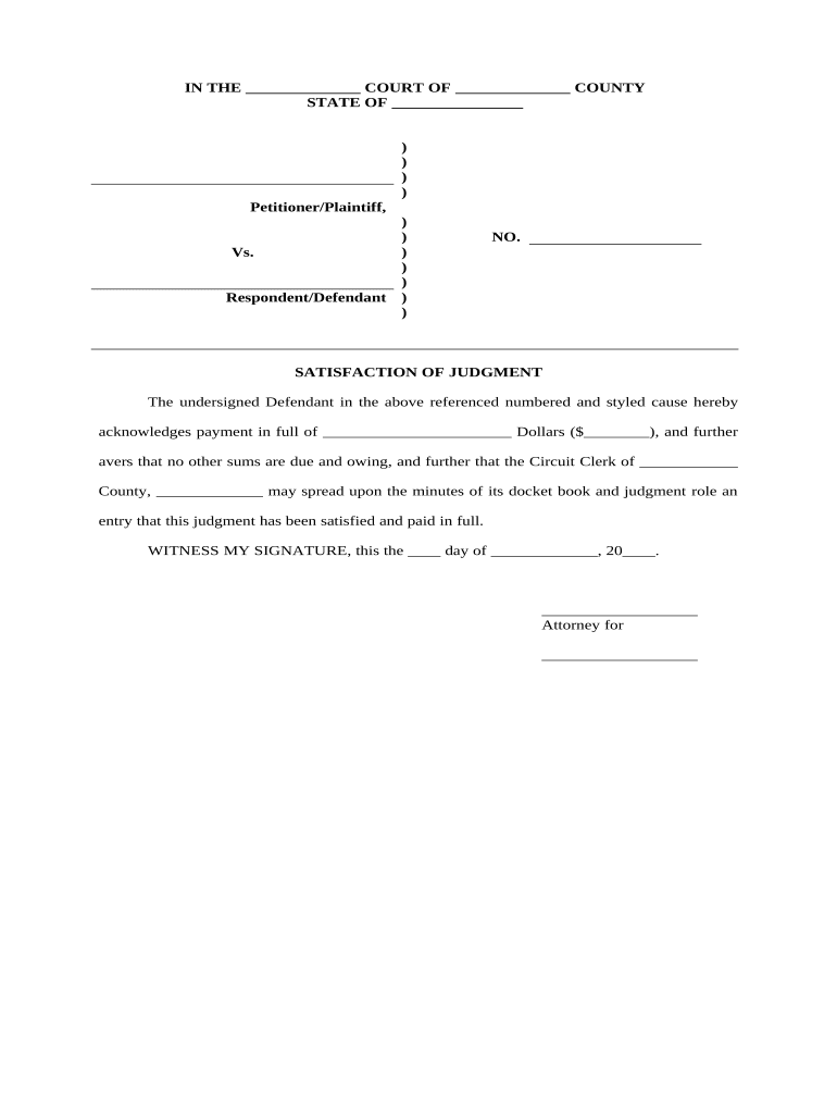 Satisfaction of Judgment for Civil Trial Preview on Page 1