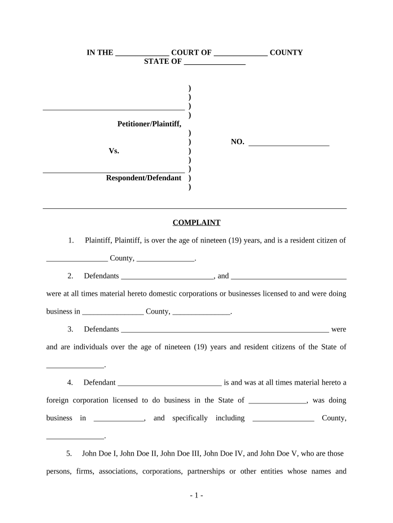 Complaint regarding Injury from disposal of hazardous containers Preview on Page 1