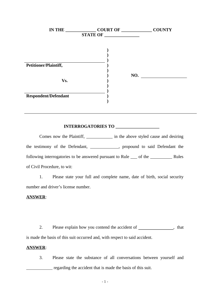 Interrogatories Defendant Doc Template PdfFiller