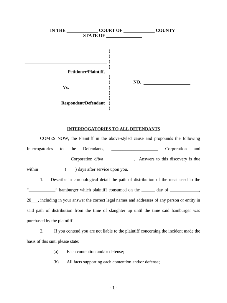 interrogatories personal injury sample Preview on Page 1.