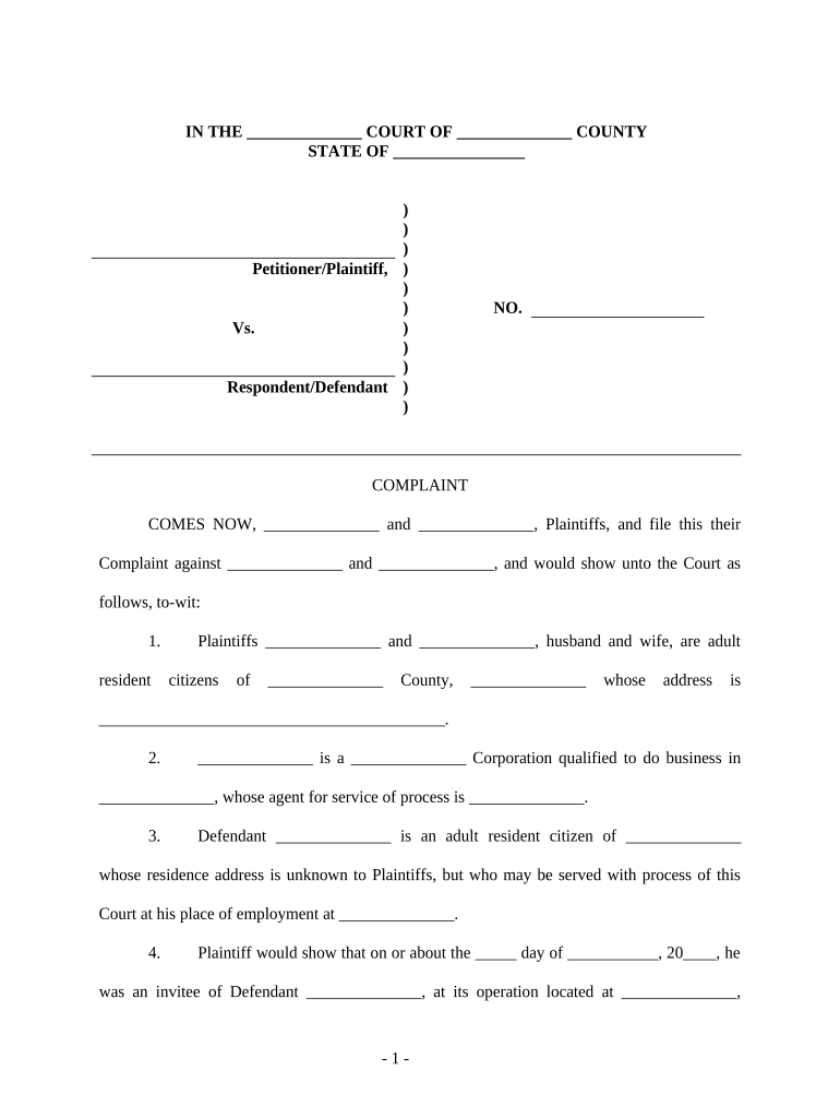 Complaint regarding Nail Gun Injury Preview on Page 1