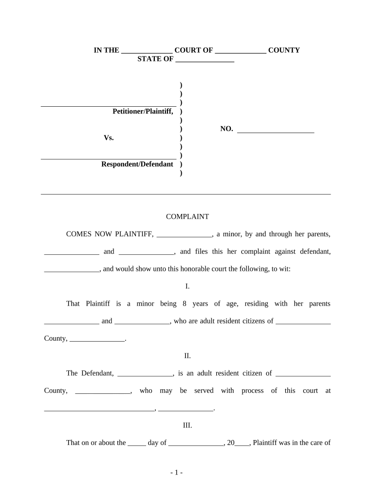 complaint minor child Preview on Page 1