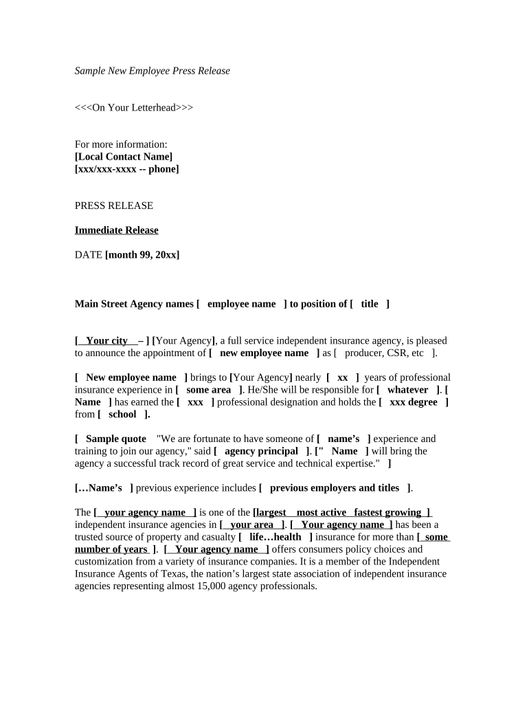 new hire press release Preview on Page 1