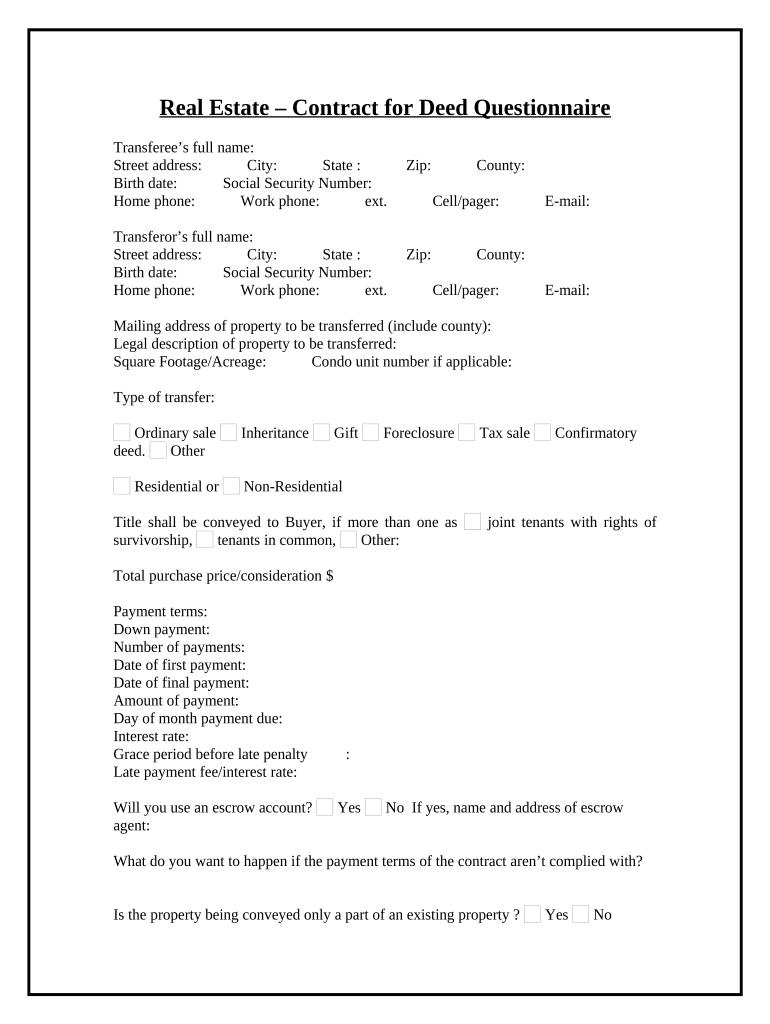 a potential danger involved in a contract for deed is that Preview on Page 1