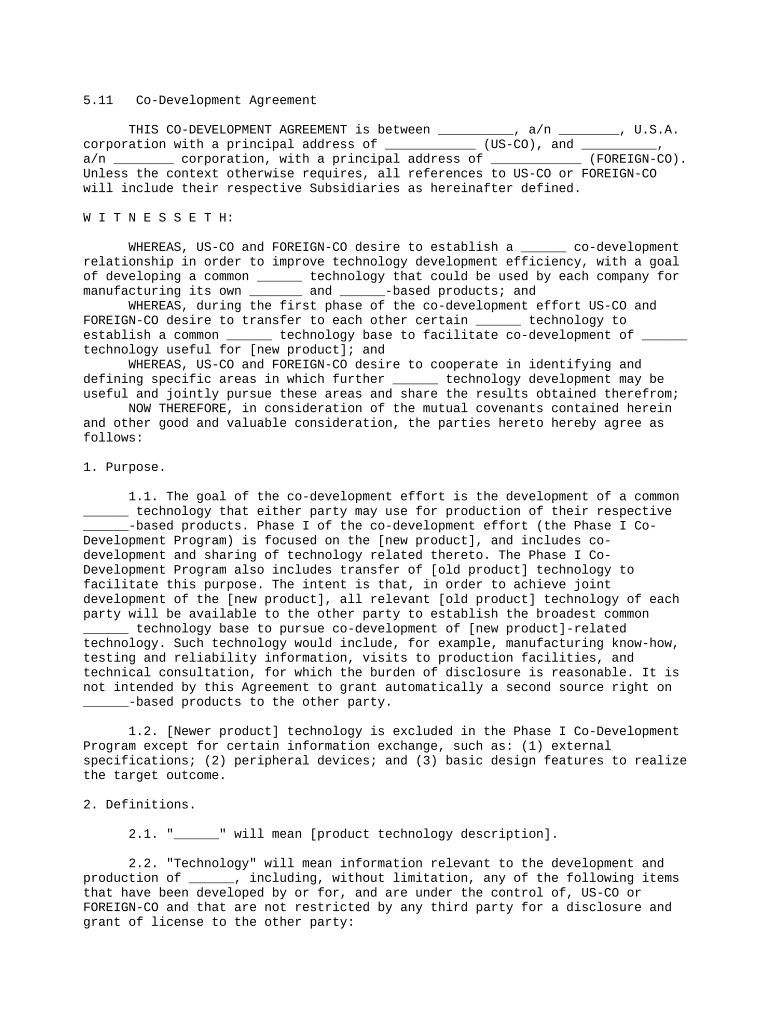 co development agreement template Preview on Page 1.