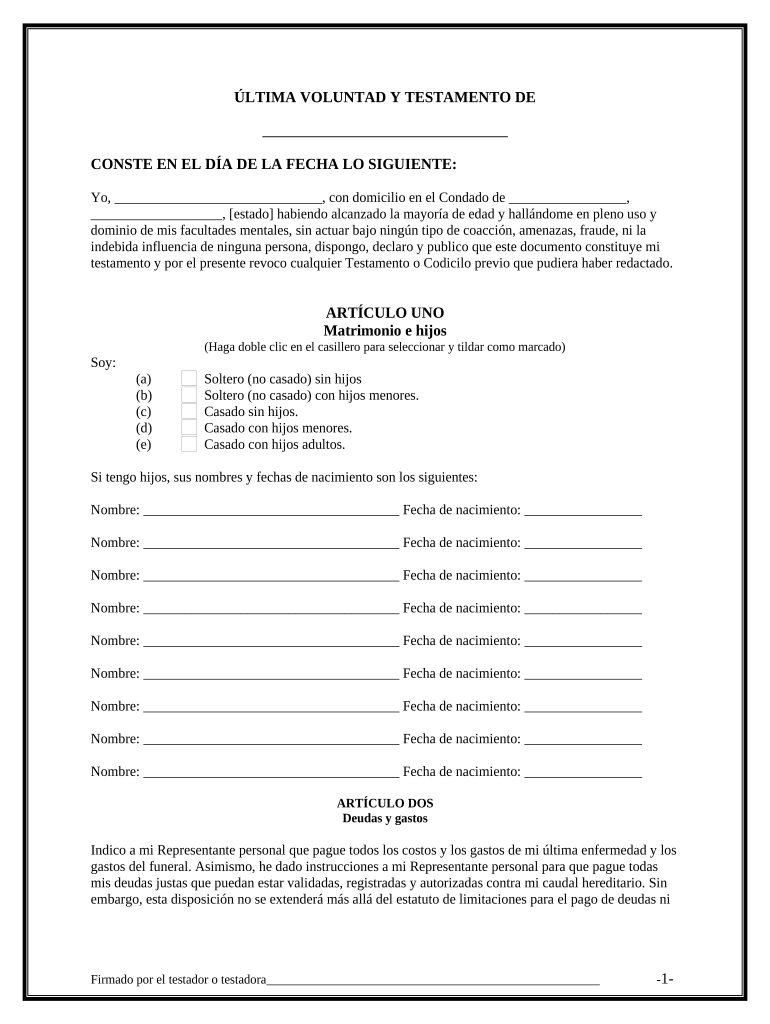 last-will-and-testament-template-in-spanish-fill-out-sign-online-dochub for Free Printable Florida Last Will And Testament Form Last will and testament template in spanish: Fill out & sign online | DocHub for Free Printable Florida Last Will And Testament Form