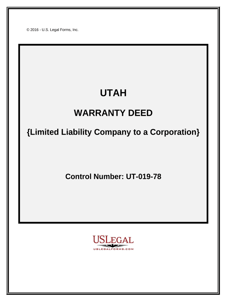 Warranty Deed - Limited Liability Company to Corporation - Utah Preview on Page 1