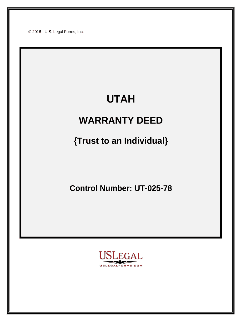 Warranty Deed from a Trust to an Individual - Utah Preview on Page 1.