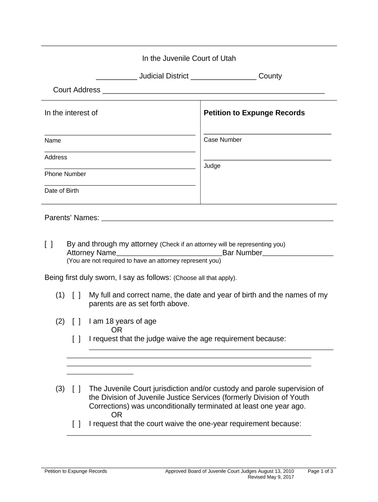 How to expunge a juvenile record in utah Fill out & sign online DocHub