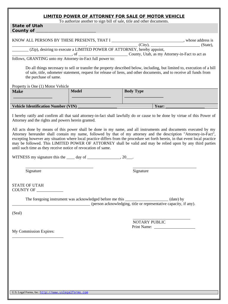 motor vehicle power of attorney form Preview on Page 1