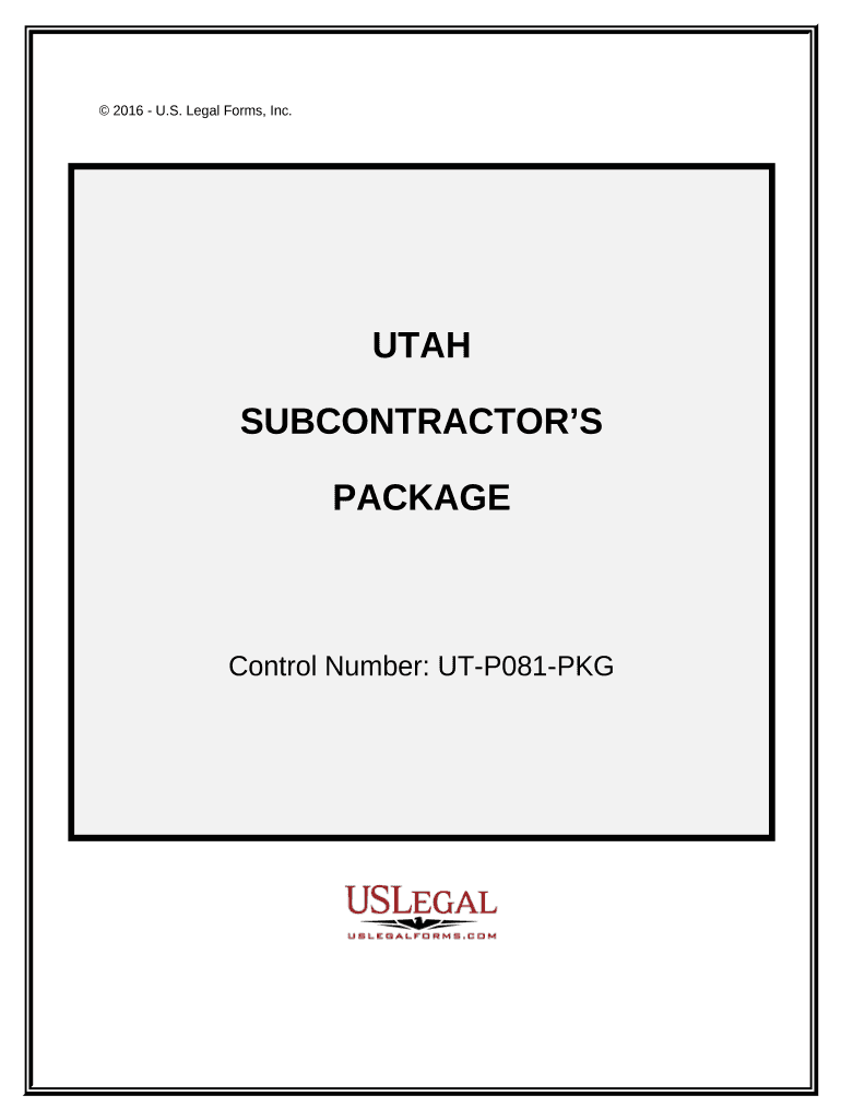Subcontractors Package - Utah Preview on Page 1