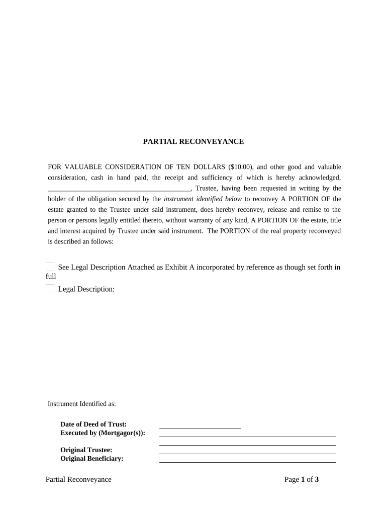 partial release of deed of trust Preview on Page 1