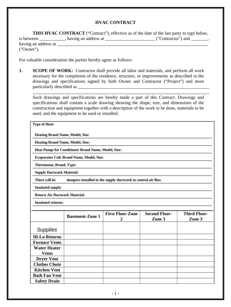 hvac contract Preview on Page 1