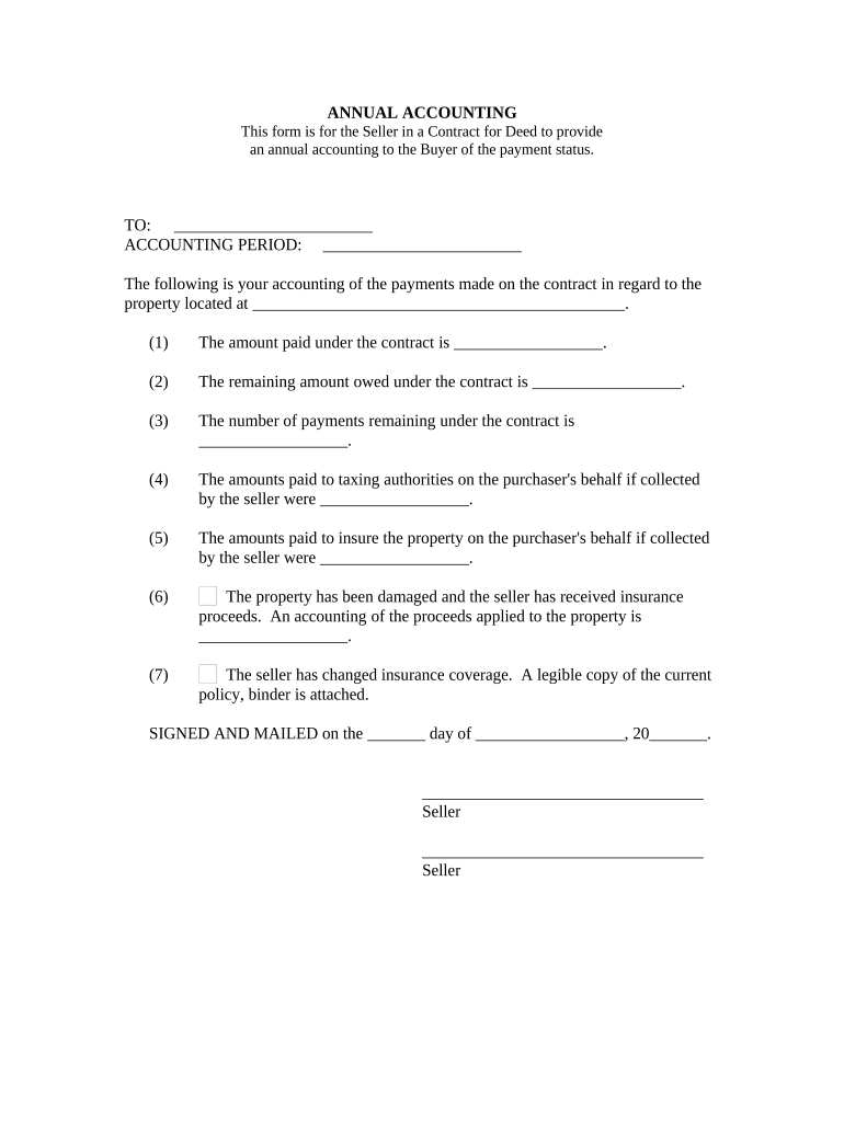 Contract for Deed Seller's Annual Accounting Statement - Virginia Preview on Page 1