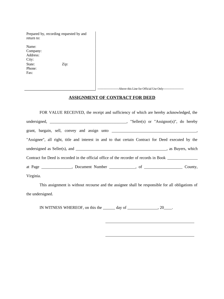 contract for deed virginia Preview on Page 1