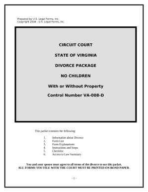 No-Fault Agreed Uncontested Divorce Package for Dissolution of Marriage for Persons with No Children with or without Property and Debts - Virginia