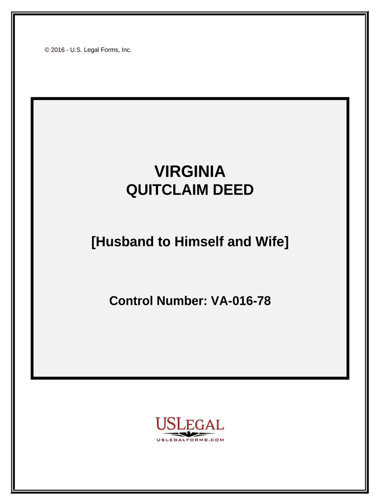 Quitclaim Deed from Husband to Himself and Wife - Virginia Preview on Page 1