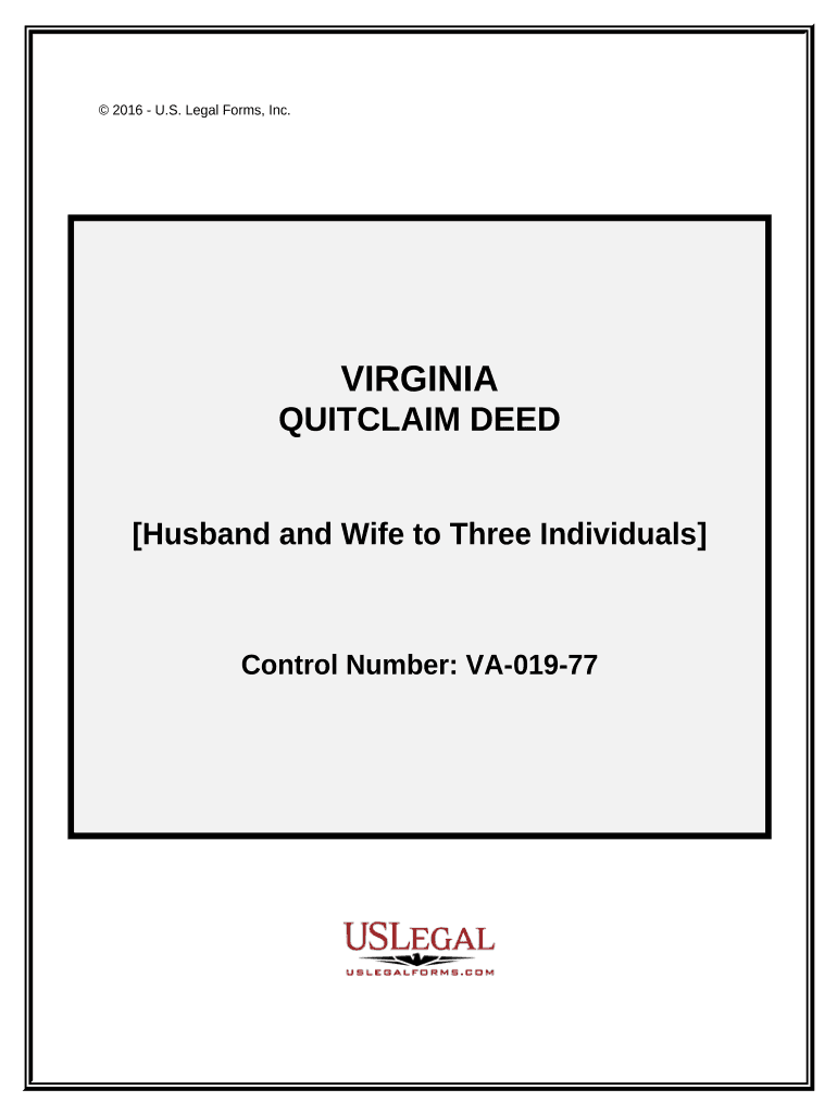 Quitclaim Deed from Husband and Wife to Three Individuals - Virginia Preview on Page 1