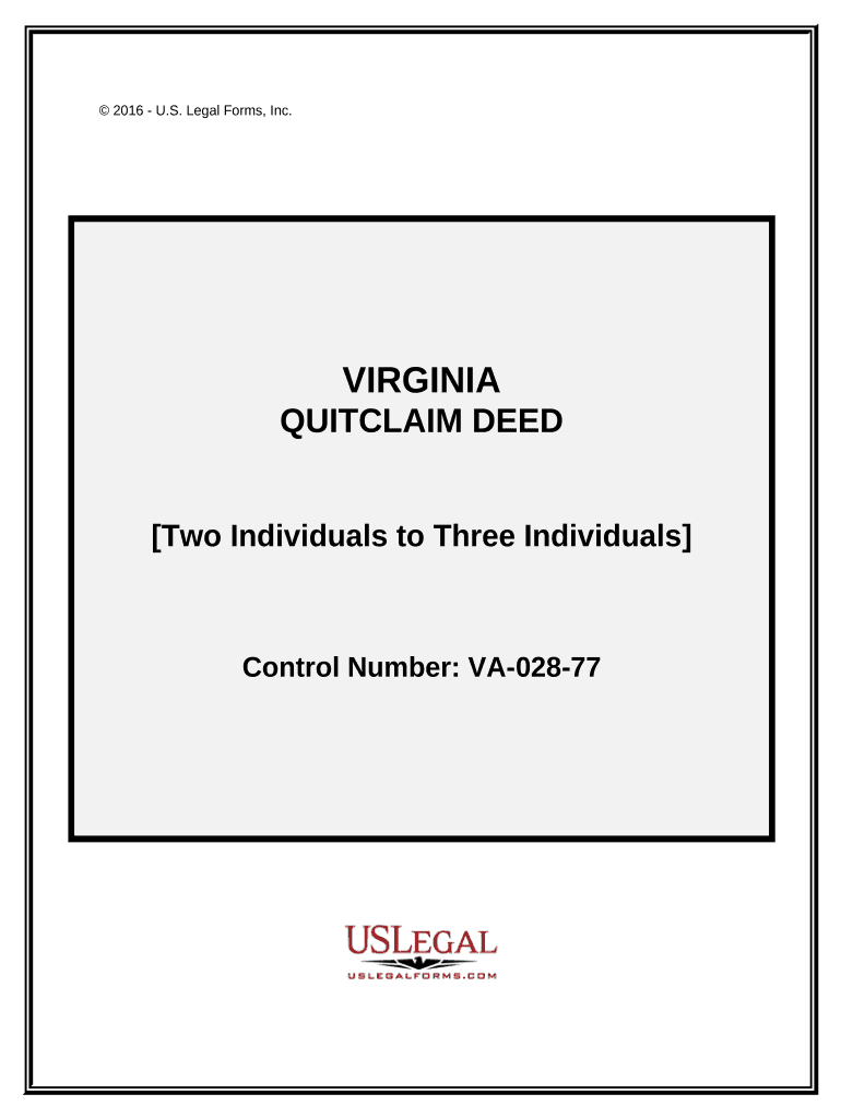 Quitclaim Deed - Two Individuals to Three Individuals - Virginia Preview on Page 1