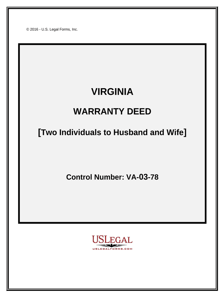 Warranty Deed from two Individuals to Husband and Wife - Virginia Preview on Page 1