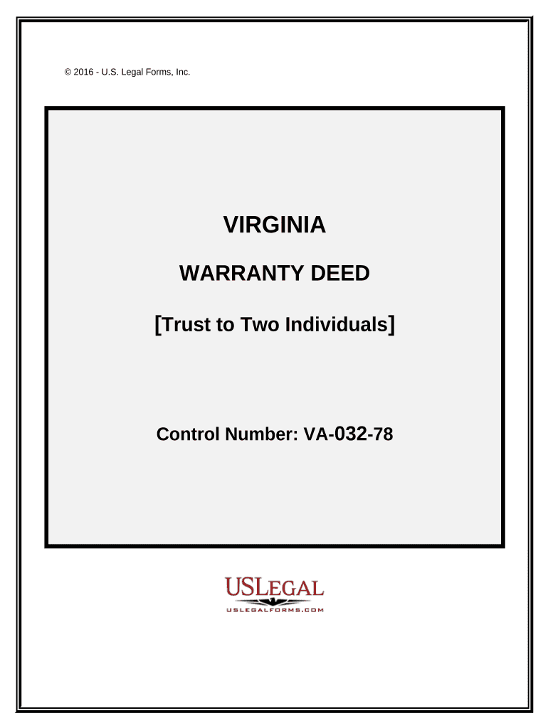 Warranty Deed - Trust to Two Individuals - Virginia Preview on Page 1