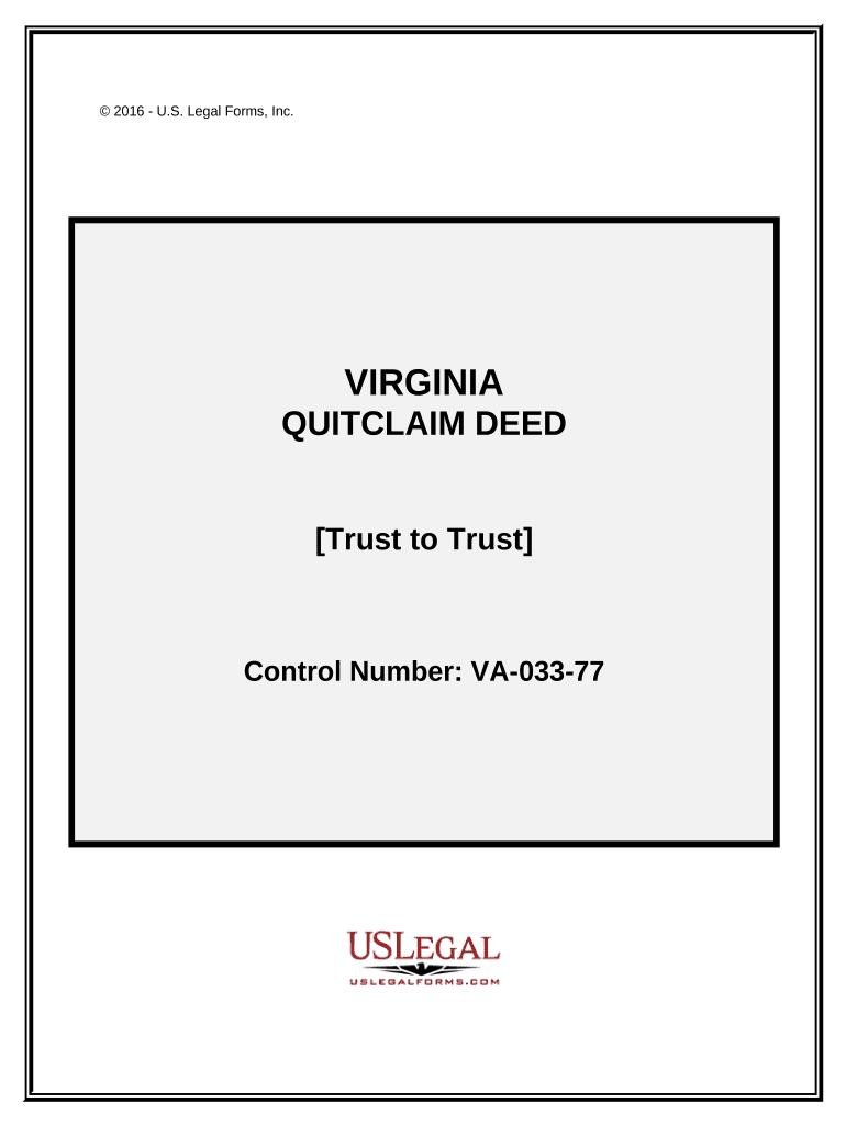 Quitclaim Deed from Trust to Trust - Virginia Preview on Page 1