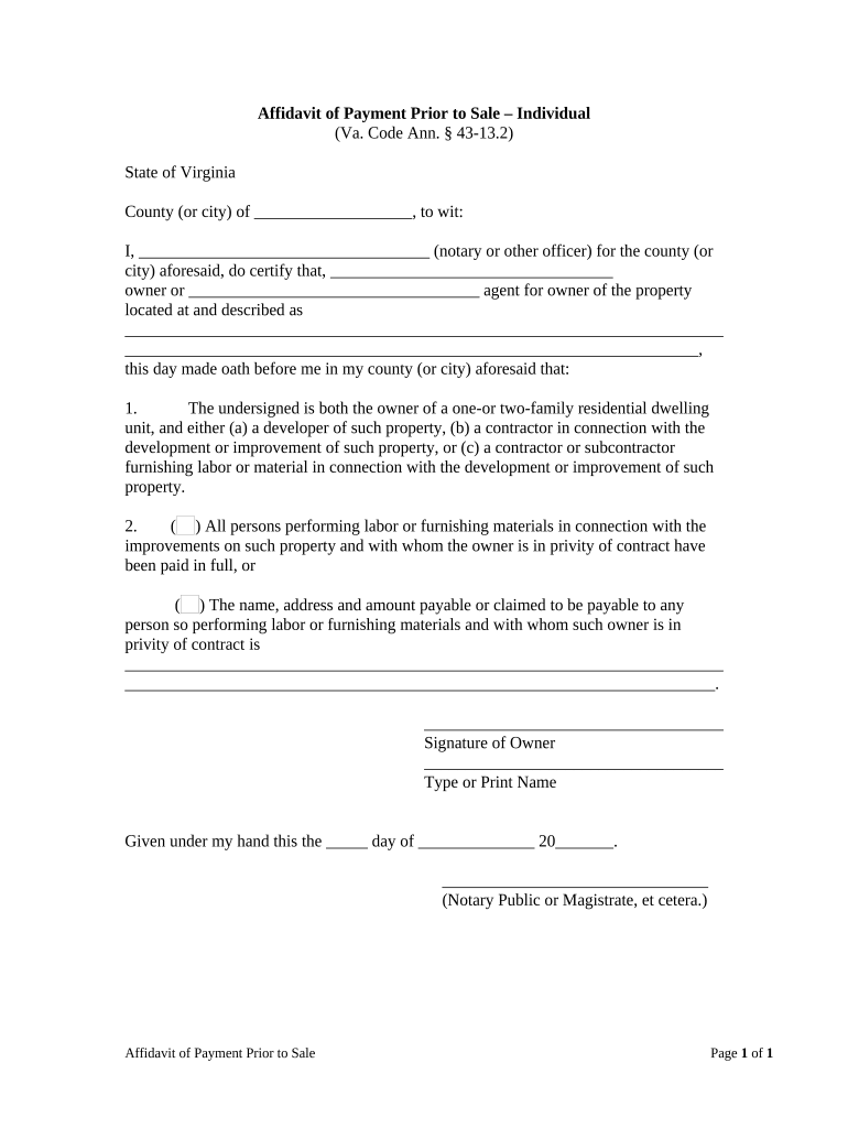 affidavit of survivorship virginia form Preview on Page 1