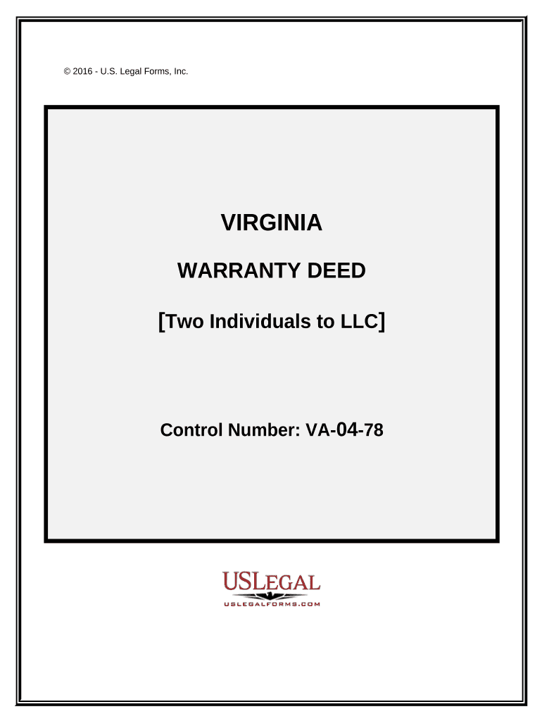 Warranty Deed from two Individuals to LLC - Virginia Preview on Page 1