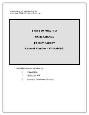 Virginia Name Change Instructions and Forms Package for a Family