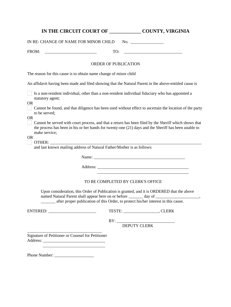 virginia order publication Doc Template pdfFiller
