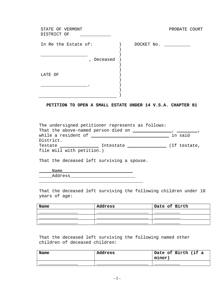 petition open estate Preview on Page 1