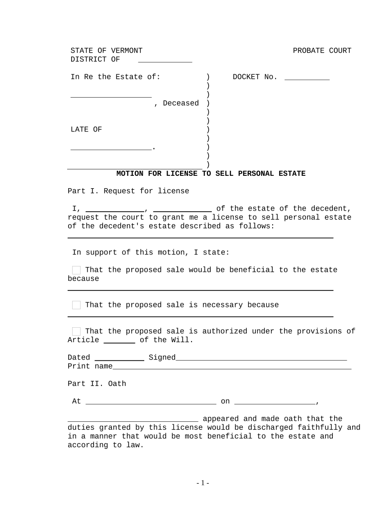 Vermont license estate Fill out & sign online DocHub