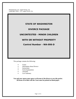 No-Fault Agreed Uncontested Divorce Package for Dissolution of Marriage for people with Minor Children - Washington