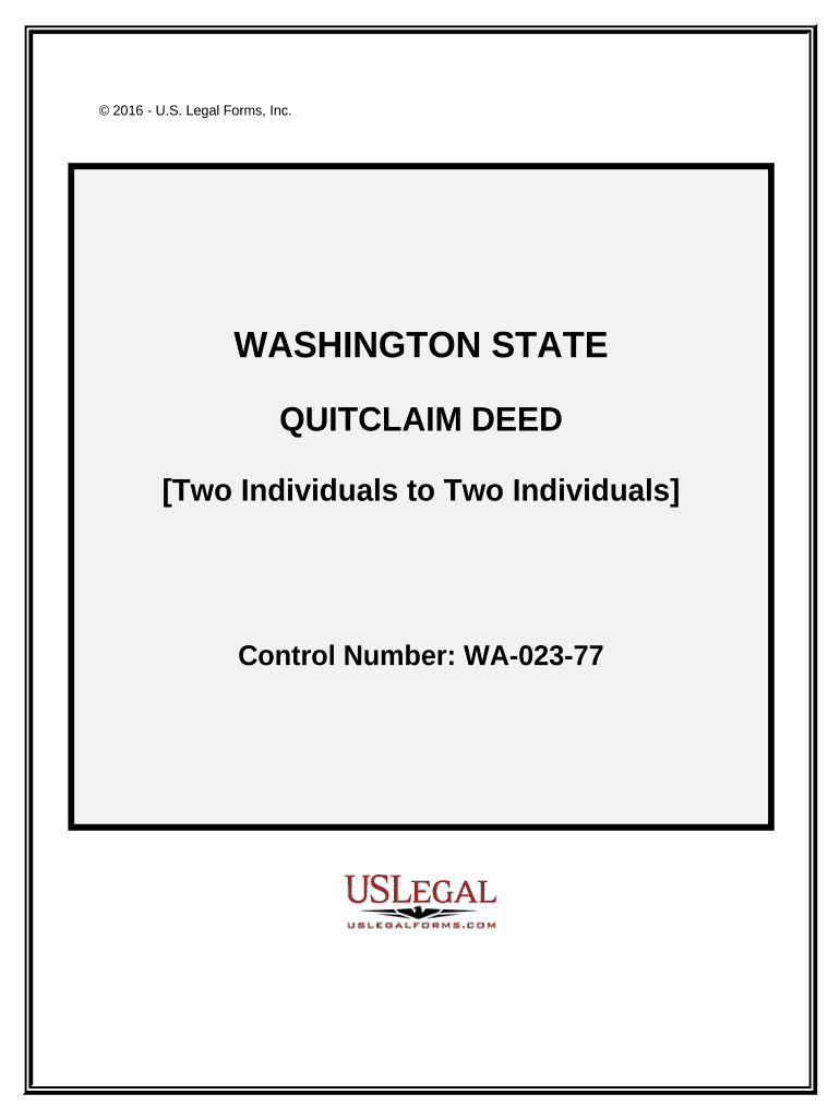 Quitclaim Deed from Two Individual Grantors to Two Individual Grantees - Washington Preview on Page 1