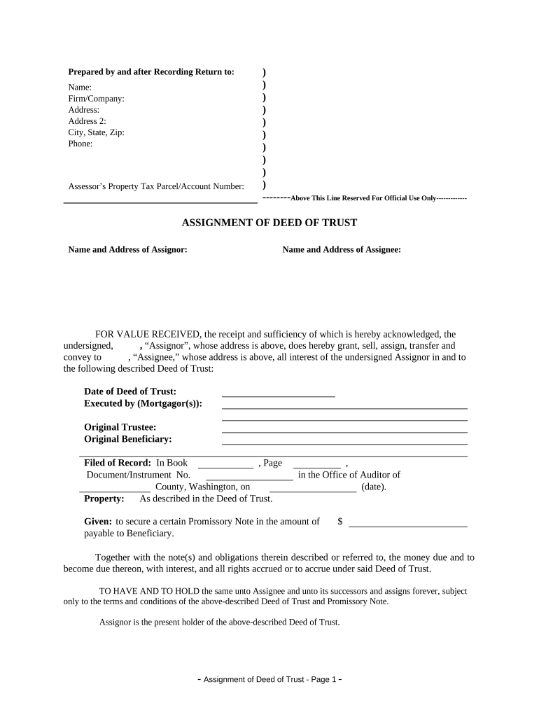 corporate assignment of deed of trust Preview on Page 1