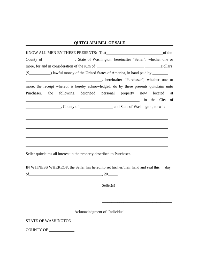 washington bill of sale no title Preview on Page 1