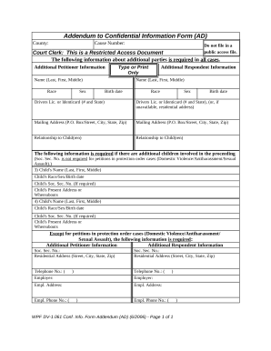 WPF DV 1.061 - Addendum to Confidential Information Form - Washington