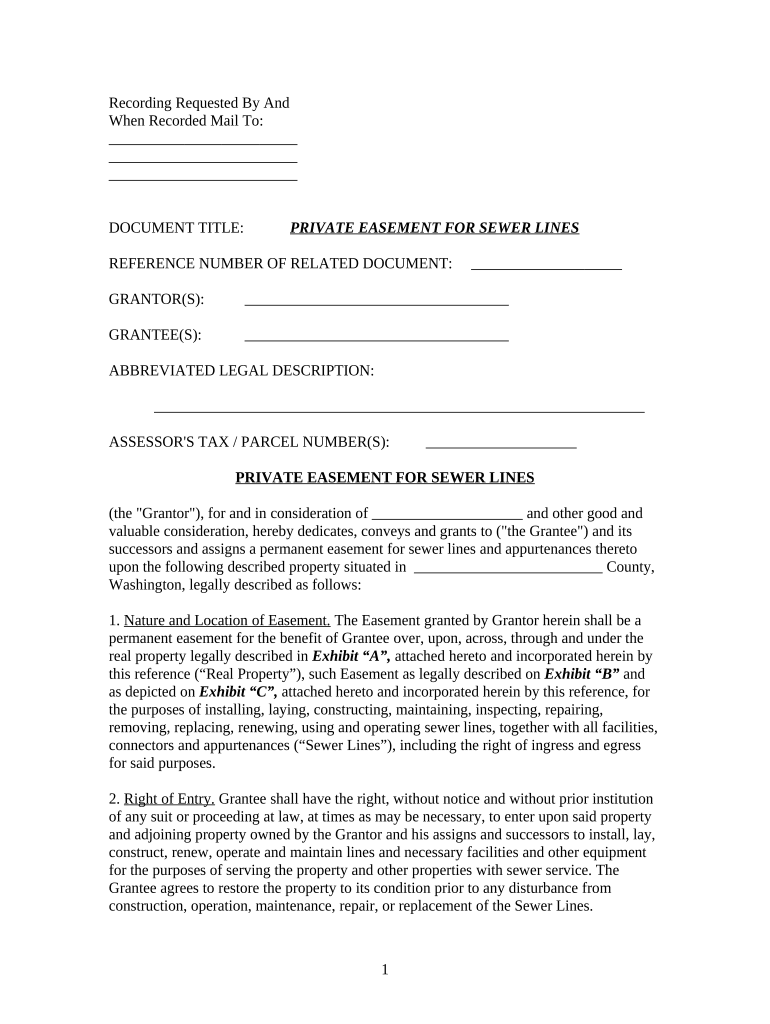 sample easement agreement Preview on Page 1