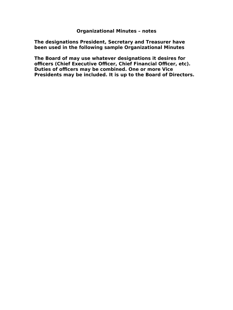 Minutes for Organizational Meeting - Washington - Washington Preview on Page 1.