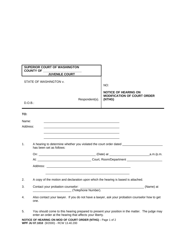 Notice Hearing Court Sample Doc Template PdfFiller