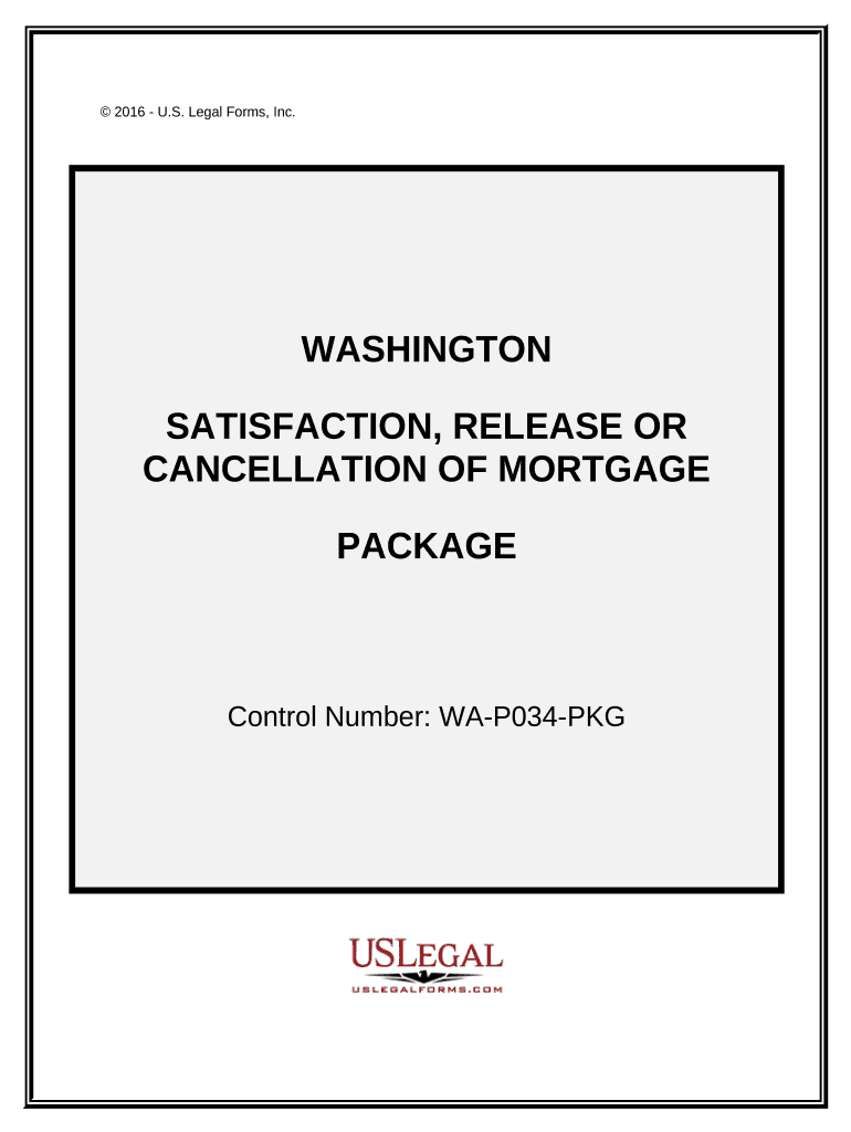 Satisfaction, Cancellation or Release of Mortgage Package - Washington Preview on Page 1