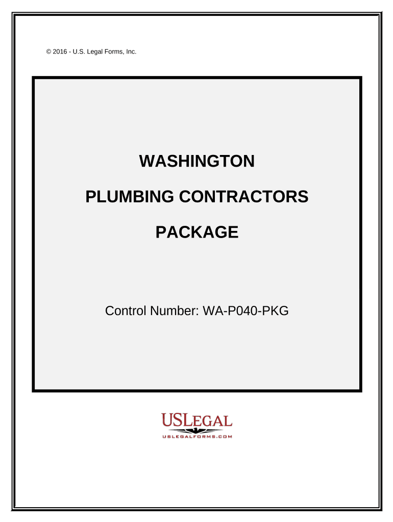 Plumbing Contractor Package - Washington Preview on Page 1.