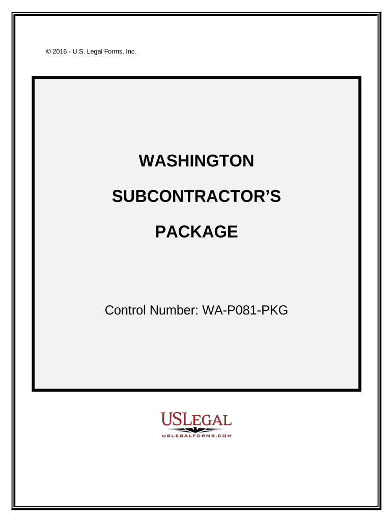 Subcontractors Package - Washington Preview on Page 1