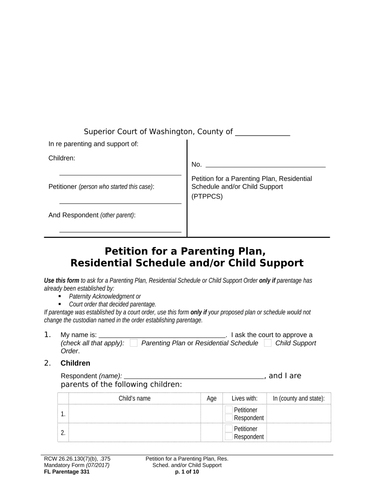 plan support form Preview on Page 1