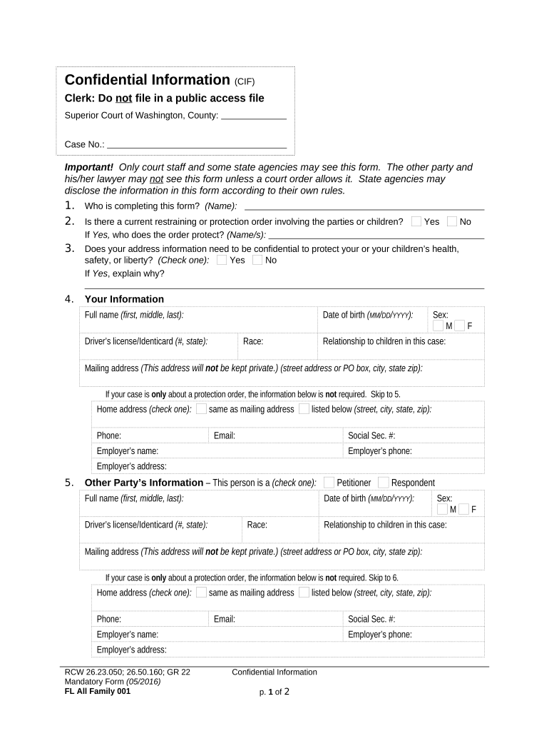 wa confidential information form Preview on Page 1.