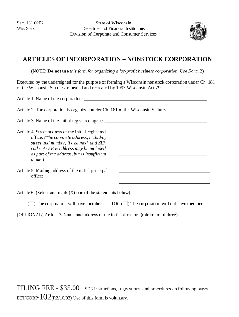 wisconsin nonstock corporation Preview on Page 1