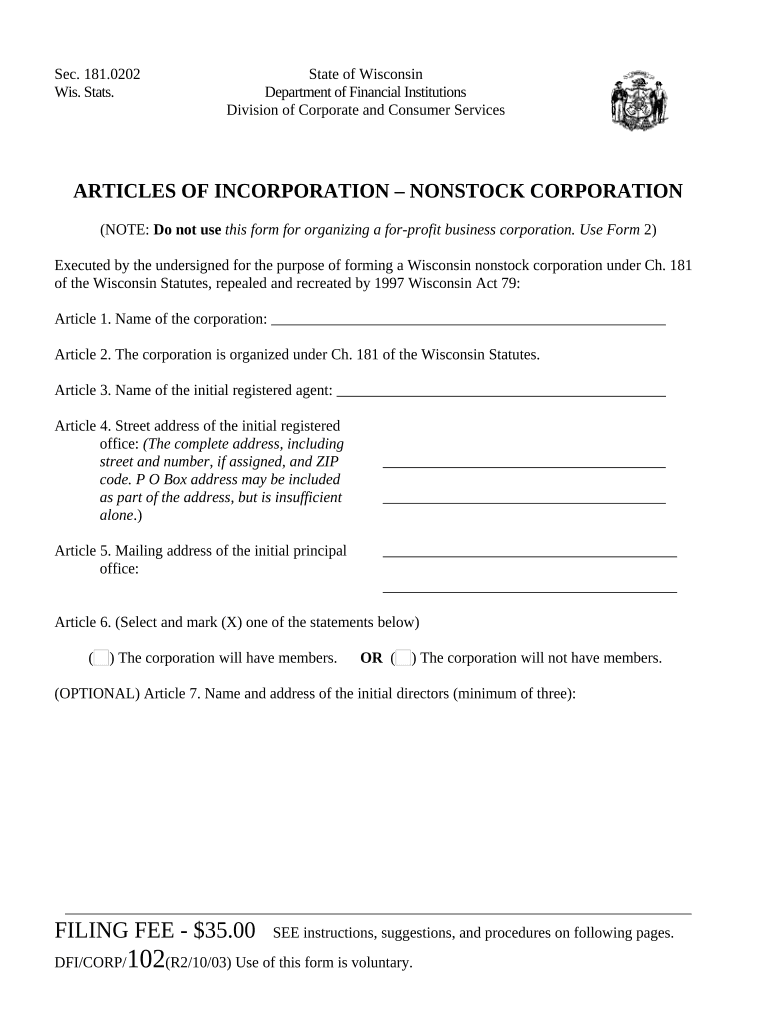 wisconsin nonstock corporation Preview on Page 1.
